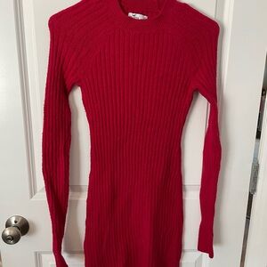 Hollister Red Ribbed Sweater Dress